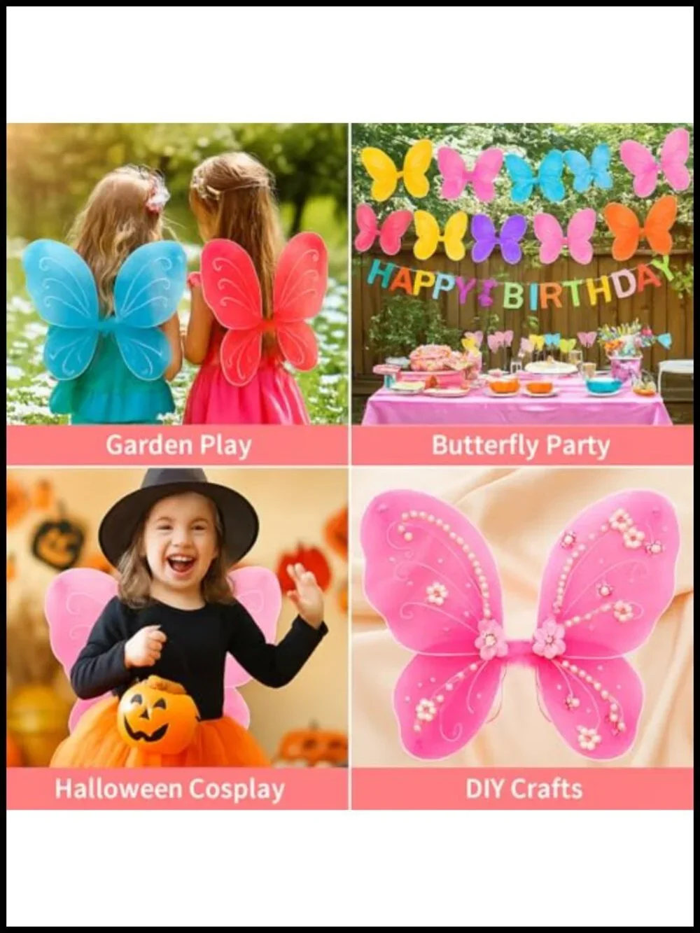 24 Pcs Fairy Wings Butterfly Wings Bulk Princess Costume Accessory for Kids